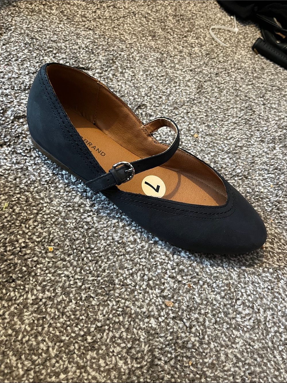 NEW  Lucky Brand Black Leather Albajane  Flats Shoes  SZ 7 - Picture 3 of 8